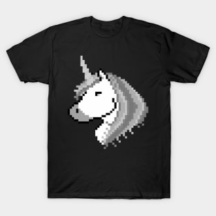 Pixel White Unicorn with Grey Mane T-Shirt